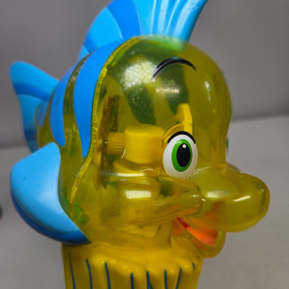 Disney Little Mermaid Flounder Light Up Spinner Wand Tested Yellow Blue